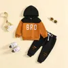 Clothing Sets Autumn Kids Baby Boys 2PCS Clothes Set Cotton Long Sleeve Letter Patchwork Hoodies Bibbed Pants Suit Toddler Boys Outfits 231020