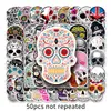 50 pcs skull personality graffiti creative stickers PVC scooter trend waterproof decoration