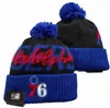 Men's Caps Basketball Hats 76ers Beanie All 32 Teams Knitted Cuffed Pom Philadelphia Beanies Striped Sideline Wool Warm USA College Sport Knit hats Cap For Women