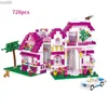 Blocs maison Villa Architecture cottage modèle blocs de construction briques amis pour fille plage cabane modulaire maison Village créatif ville boutique R231020