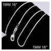 Catene 925 Sterling Sier Catene di serpente liscio Collane per le donne Gioielli di moda Chiusura a moschettone 1 mm Misura catena 16-30 pollici Collana di gioielli Dhih6