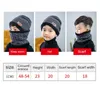 Eşarplar 1pcs şapka fular seti çocuklar fasulye örgü eşarp kapağı çocuklar Sonbahar Kış Polar Sıcak Örme Eşarp Şapka Erkekler için 231020