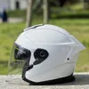 オートバイヘルメットドット承認オリジナルブライトホワイトダブルレンズハーフヘルメットレーシングキッズユニセックスサマーカパセテカスコ