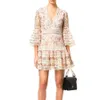 Själva självporträtt 2019 Nytt ankomstbroderi Lace V Neck Dress Flare Sleeve Runway Chic Dress Y19051102340H