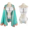 Cosplay genshin påverkar cosplay kostym venti badkläder slip klänning bikini bather simning strandkläder fest söt flickor sommar baddräkt