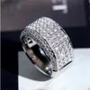 2021 Hip Hop Stones Iced Out Micro Cz Stone Tennis Ring Men Charm Charm Fudichy with Side Stonesjewelry Crystal Zircon Diamond275L
