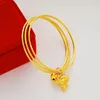 Bangle Banhado 100% 24K Real Ouro 18K Pulseira Feminino 999 Sansheng III Pure Gold Fine Starry Fashion Trend Mulher Jóias Valentine Presente 231020