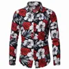 Hawaiianische Herrenhemden Herrenblusenkleidung Strandmode Freizeitkleid Blumen Herrenhemd Langarm New266o