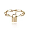 Popular nns nova moda designer de luxo simples elo dourado corrente cadeado charme pulseiras para mulheres girls278O