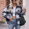 Women's Jackets 2023 Autumn And Winter Trend Fashion Lapel Plaid Patchwork Wool Short Style Temperament Commuting Loose Thick Coat
