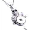 Pendant Necklaces Fashion Heart Crystal Snap Button Necklace 18Mm Ginger Snaps Buttons Charms With Stainless Steel Chain For Women J Dhr4F