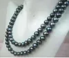 Chains Genuine Natural 8-9mm Black South Sea Freshwater Cultured Pearl Necklace 36"Long
