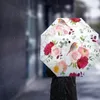 Umbrellas Cute Bird And Rose Automatic Umbrella Portable Folding Sunny Rainy Women Parasol