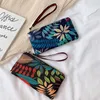 10pcs Coin Purses Oxford Leaf Printing Large Capacity Phone Long Clutch Bag Mix Color