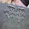 Boucles d'oreilles pendantes pour femmes, bijoux de styliste en Zircon cubique, pierre bleu clair, goutte d'eau, pompon Vintage, bijoux de fête