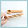 Coffee Scoops Design Wooden Scoop With Bag Clip Tablespoon Solid Beech Wood Measuring Tea Bean Spoons Clips Gift Wholesale Paa9985 D Ot8Uf