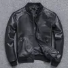 Men's Leather Faux Black Aviation Genuine Bomber Jacket Men Pilot Sheepskin Real coat short Slim business jacket leather 231020