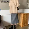 Etekler İmparatorluk Uzun Kalın Kadınlar Sıcak Rahat Zarif Modaya Modeli Allmatch Harajuku Koreli Yumuşak Elastik Bel Aline Örme Etek 231019