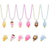 Cute Ice Cream Pendant Beaded Necklace Open Ring Sweet Cartoon Charm Jewelry For Girl