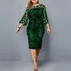 Plus Size Clothing For Women Midi Dress Mother Bride Groom Outfit Elegant Sequins Wedding Cocktail Party Summer 5XL 6XL 220314214f