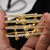 Набор из 4 предметов, 24-каратного золотого цвета, свадебные браслеты в Дубае для женщин, ювелирные изделия с микроинкрустацией, нигерийские браслеты, вечерние подарки201g