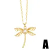 Colliers pendants Flola Copper Cz Crystal Dragoy pour femmes chaîne plaquée or courte insectes bijoux en gros nkew32