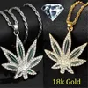 Chokers Fashion Mens smycken Guldpläterad Punk Hip Hop Big Maple Leaf Zircon Pendant Halsband för män Kedja rostfritt stål smycken 231020