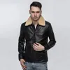 Heren leer kunstleer topkwaliteit heren Air Force Pilot schapenvacht lederen jas Slim Fit schapenbontkraag gewatteerde jas Chaqueta Motor Hombre 231019