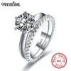 Vecalon Fine Jewelry Real 925 Sterling Silver Infinity ring set Diamond Cz Engagement wedding Band rings for women Bridal Gift3213