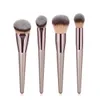 Läppstift 4 10st Champagne Makeup Brushes Set för kosmetiska foundation Powder Blush Eyeshadow Kabuki Blending Make Up Brush Beauty Tool 231020