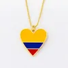 Chains AIBEF Romantic Heart Shape Yellow&Blue&Red Copper Necklace Gold Color Charm Jewelry Women Pendant Choker Birthday Gift Wholesale