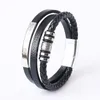 Bedelarmbanden Leren armband Heren Trend Meerlaags roestvrij staal Titanium magnetische sluiting