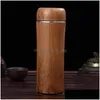 Party Favor Wooden Bamboo Color Thermos Cups Stainless Steel Water Bottles 2 Colors Double Wall Insation Tea Home Garden Festive Party Dhvk3