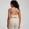 Yoga Outfit Soutien léger pour femmes Soutien-gorge de sport à bretelles brossé Dos croisé Rembourré Soutien-gorge de confort sans fil pour débardeurs d'entraînement de gymnastique