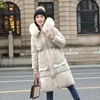 Trenchs de femmes Manteaux d'hiver Manteau Femmes Parkas Longue Fourrure Décolleté Veste à capuche Lâche Casual Coton Coussin Chaud Puffer Vêtements d'extérieur Femme