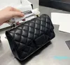 Luxe ontwerpers van de hoogste kwaliteit Mini vierkante flap Zwart suède lederen portemonnee Quilten Hangbags Crossbody schoudertas Gouden of zilveren kettingen