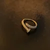 Pierścień Solitaire Wykwintny pierścień śrubowy dla kobiet Złota Płytą Regulowane kryształowe cyrkon miedziane pierścienie Kobiece dziewczyny biżuteria