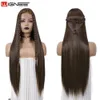 Синтетические парики Wignee, длинные прямые 30 дюймов, черные, со средней частью, кружево с ярким светом, синтетические волосы для женщин, косплей 230227