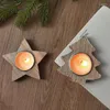 Candle Holders Christmas Wooden Candlestick Decor Pentagon Snowflake Xmas Tree 2024 Home Year Party Desktop Ornaments