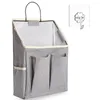 Storage Boxes 3 Pcs Wall Hanging Bag Organizer With Pockets Linen Cotton Pouch Basket Sticky Hooks