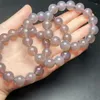 Link Bracelets Natural Chalcedony Bracelet Women Fashion Reiki White Clear Quartz Round Stone Strand Bangles Summer Jewelry Gift 14MM