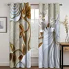 Curtain Flower Curtains For Living Room Graceful Window Drapery Black And Gold Color Copper Plate Kid's Bedroom