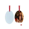 Décorations de Noël Pendentif d'arbre Sublimation Vierge Plaque d'aluminium double face Étiquette suspendue en métal Drop Livraison Maison Jardin Festif DHL