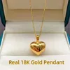 Pendant Necklaces MUZHI Real 18K Gold Genuine AU750 Heart Love Birthday Gift Fashion Basic Present for Woman Fine Jewelry 231020