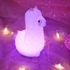 Lámparas Sombras Alpaca LED Luz de noche Sensor táctil Colorido Silicona Animal Lámpara con pilas Dormitorio Lámpara de noche para niños Regalo de bebé 231019