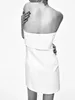 Casual Dresses Summer Women's White Sleeveless Bodice Pleated Hip Bag Slim Sexy Mini Dress Sweet Wind