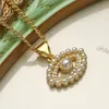 Chokers Mafisar Unique Design Trendy Simple Gold Plated Zircon Pearl Evil Eyes Pendant Necklace Fashion Delicate Women Party Jewelry 231020