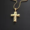 Hip Hop Rock Christian Jesus holle kruis Rvs Gouden Ketting Hanger Voor Mannen Mannelijke Punk Gothic sieraden301m