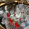 Pendant Necklaces Vintage Cherry Necklace Fashion Beaded Choker Sweet Cute Collar Clavicle Chain Party Jewelry Neck