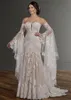 Sexy Backless Bohemian Mermaid Wedding Dress With Detachable Bell Long Sleeves Lace Appliques Sweetheart Neck Bridal Gowns Champagne Lining Beach Bride Dresses